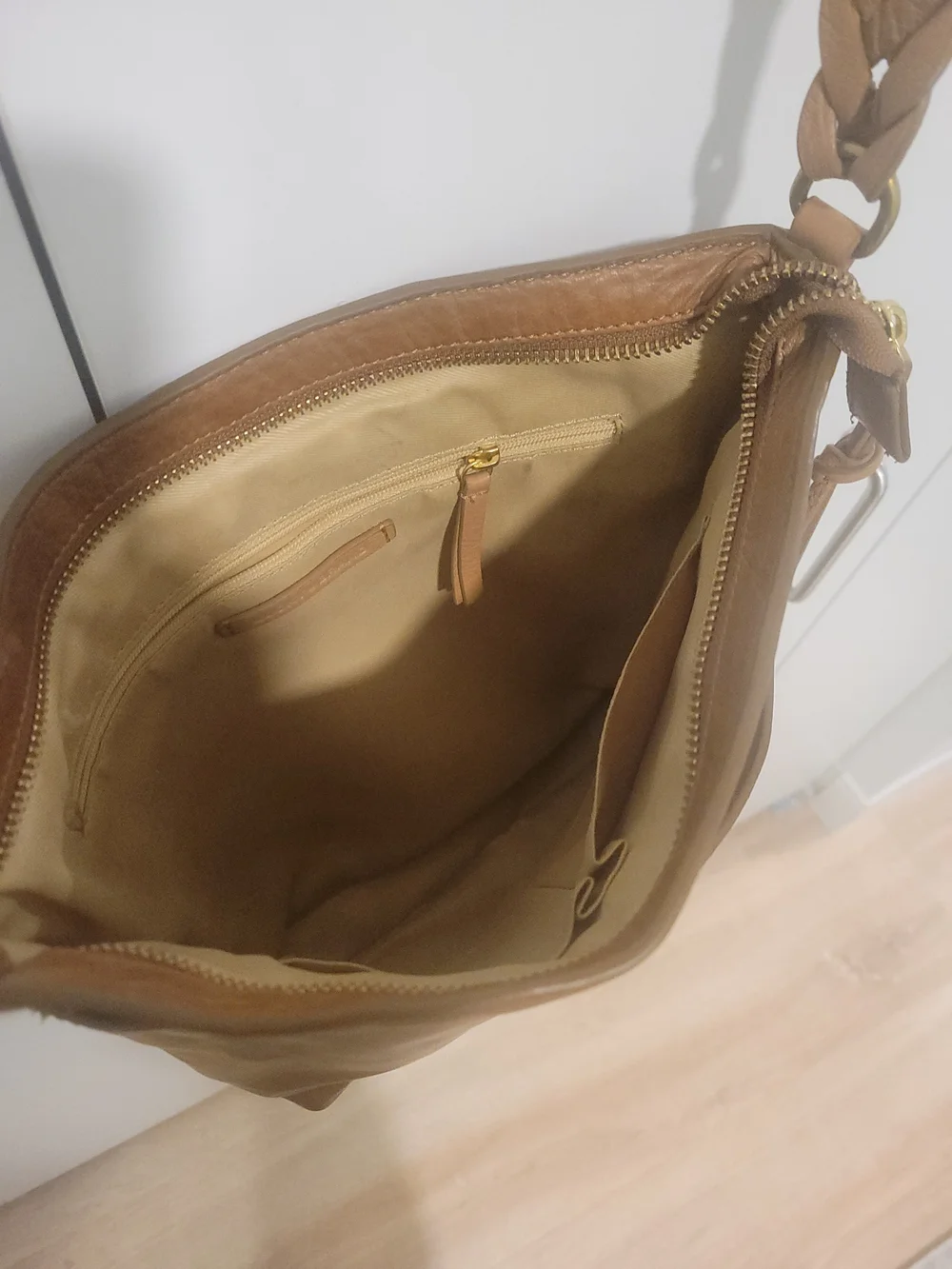 Lucky Brand Tan Leather Crossbody Bag with Adjustable Strap